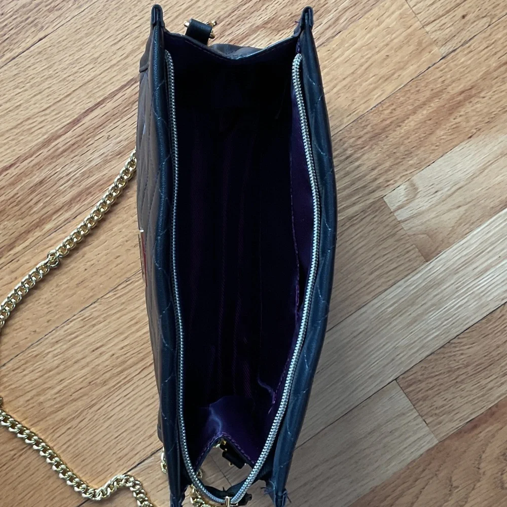 Younique Black Quilted Crossbody Bag with Gold Chain